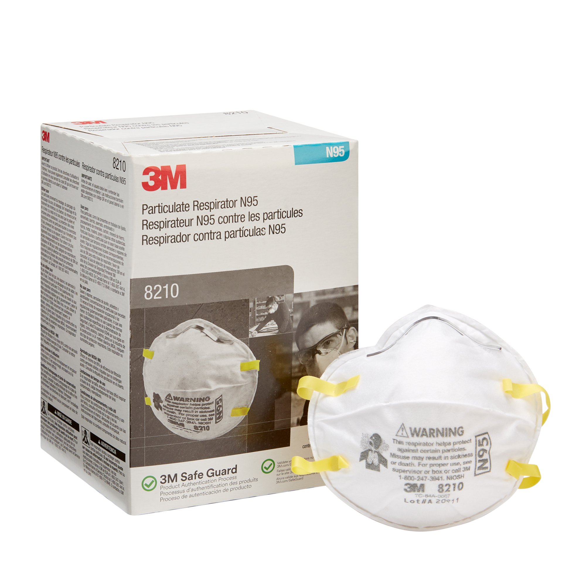 Mask Particulate Respirator Mask 3M™ Industrial N95 Cup Elastic Strap One Size Fits Most White NonSterile Not Rated Adult (20/BX 8BX/CS) by Solventum Corporation  ID 8210